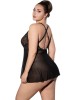 nuisette grande taille, noire, collection Paradise Boutik, mannequin de dos