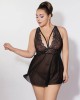 nuisette grande taille, noire, collection Paradise Boutik, vue face