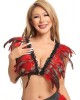 épaulettes en plumes rouges, collection Paradise Boutik, vue de face