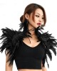 top harnais en plumes, noir, collection Paradise Boutik, mannequin de face