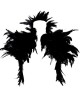 top harnais en plumes, noir, collection Paradise Boutik, devant sur fond blanc