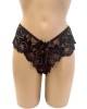 nuisette fendue transparente, noire, collection Paradise Boutik, string vue de face