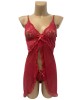 nuisette fendue transparente, rouge, collection Paradise Boutik, devant