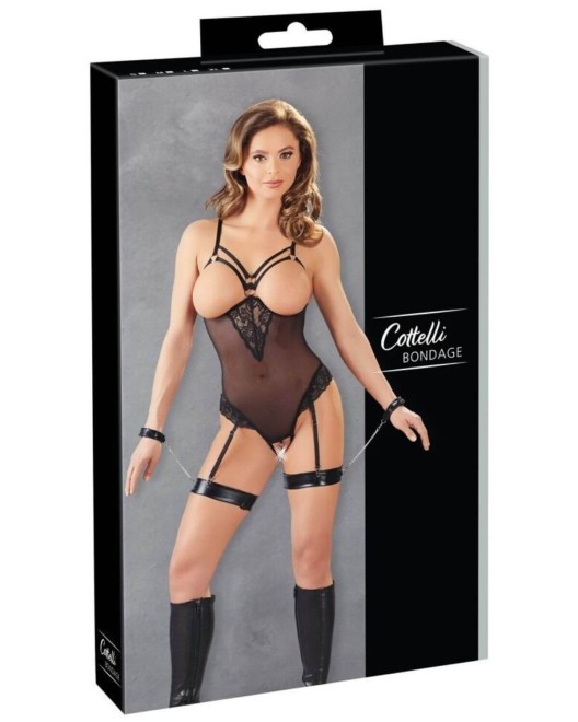 body porte-jarretelles et menottes bondage, Cottelli Lingerie, boîte