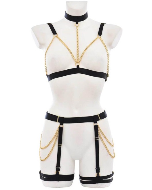 ensemble de lingerie ouverte bondage, collection Paradise Boutik, sur mannequin de face