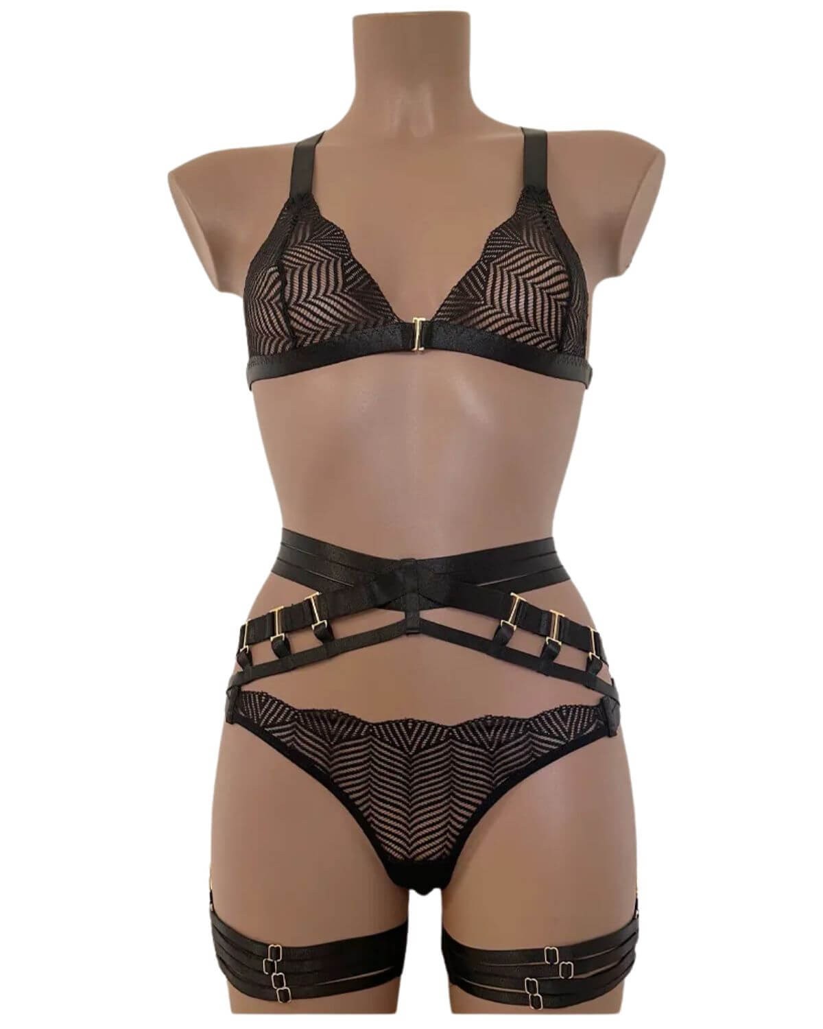 ensemble de lingerie bondage 5 pièces, collection Paradise Boutik, devant