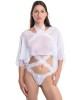 body harnais ouvrable, blanc, collection Paradise Boutik, zoom mannequin de face