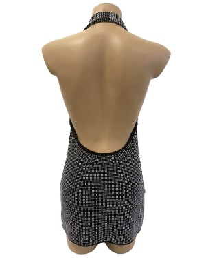 robe à strass décolletée, collection Paradise Boutik, dos