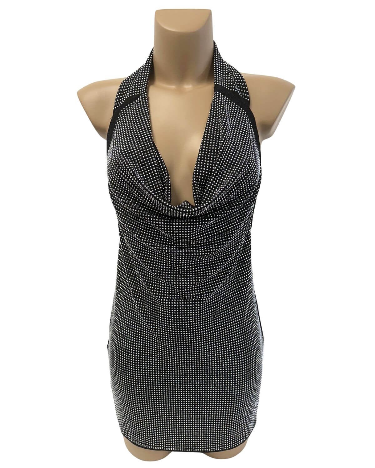 robe à strass décolletée, collection Paradise Boutik, devant