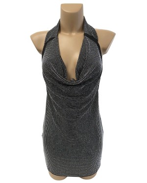 robe à strass décolletée, collection Paradise Boutik, devant