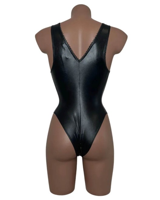 body sexy en wetlook, noir, collection Paradise Boutik, vue de dos