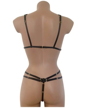 body string sexy dentelle et brides, noir, collection Paradise Boutik, dos