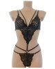 body string sexy dentelle et brides, noir, collection Paradise Boutik, devant