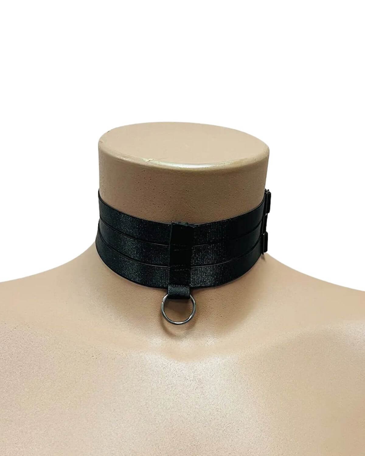 collier ras-de-cou bondage brides, noir, collection Paradise Boutik