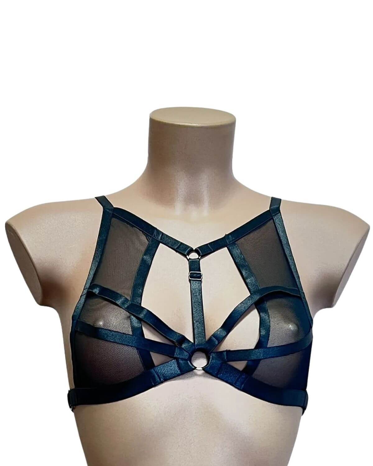 crop top dos nu en résille, noir, collection Paradise Boutik, devant