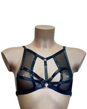 crop top dos nu en résille, noir, collection Paradise Boutik, devant