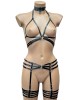 ensemble lingerie bondage top et porte-jarretelles élastiques, collection Paradise Boutik, devant