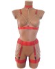 ensemble lingerie rouge bondage, collection Paradise Boutik, devant
