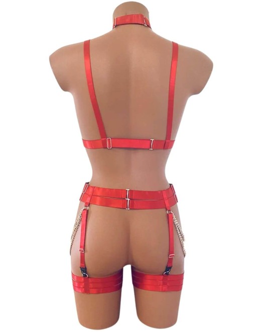 ensemble lingerie rouge bondage, collection Paradise Boutik, dos