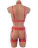 ensemble lingerie rouge bondage, collection Paradise Boutik, dos