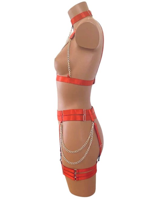 ensemble lingerie rouge bondage, collection Paradise Boutik, profil