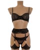 ensemble lingerie bondage en dentelle noire, collection Paradise Boutik, devant