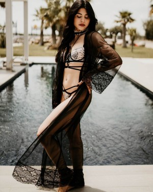 kimono long transparent noir, Eros Veneziani, mannequin de face