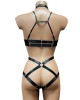 ensemble bondage soutien-gorge et culottes ouverts, noir, Paradise Boutik, dos