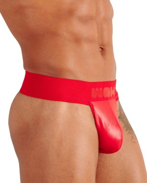g-string-homme effet cuir Night Universe, rouge, WOH, zoom de profil