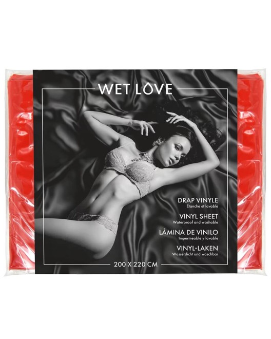 drap en vinyle rouge Wet Love, Fetish Tentation, emballage