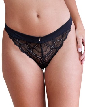 tanga en dentelle noir, Lola, Valege Lingerie, zoom de face