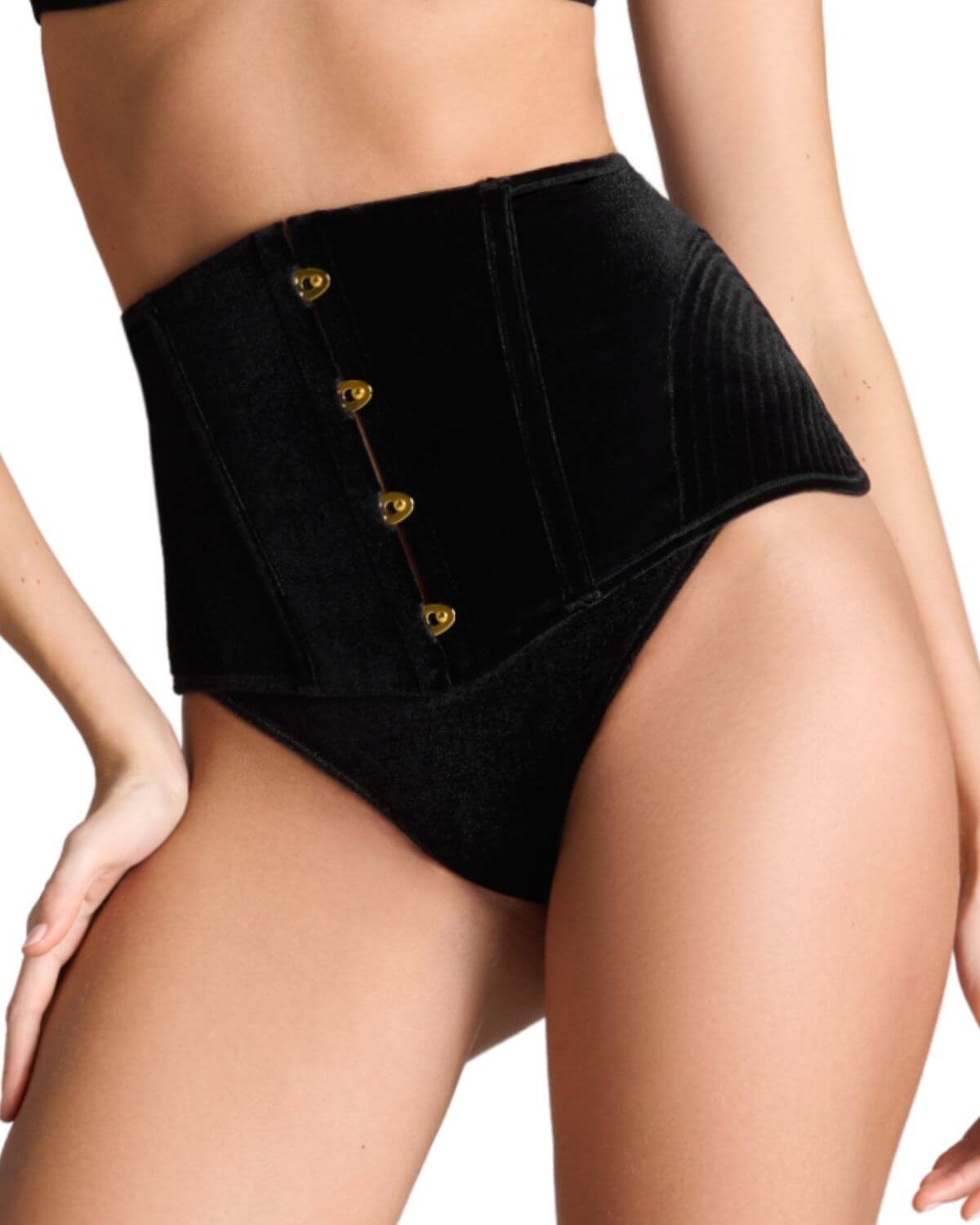 Serre-Taille en Velours Noir Rococo Maison Close