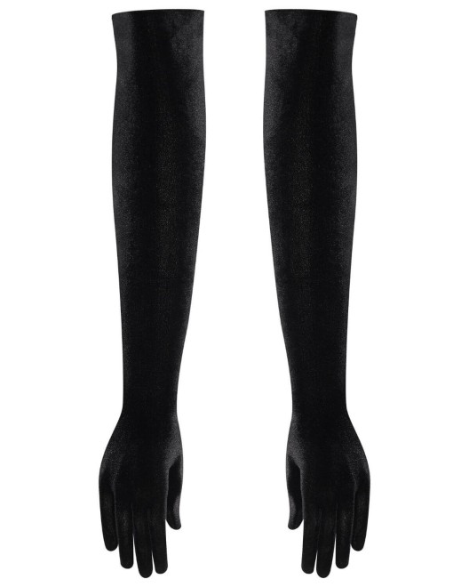 gants opéra en velours Rococo, noir, Maison Close, sur fond blanc