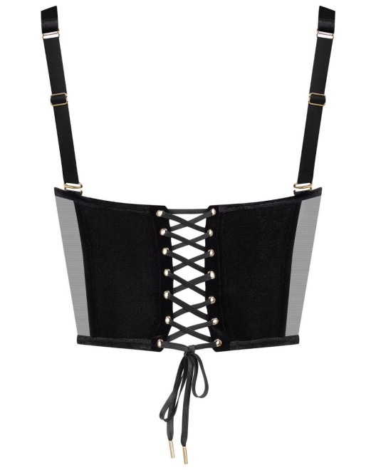 soutien-gorge bustier Rococo, noir, Maison Close, derrière