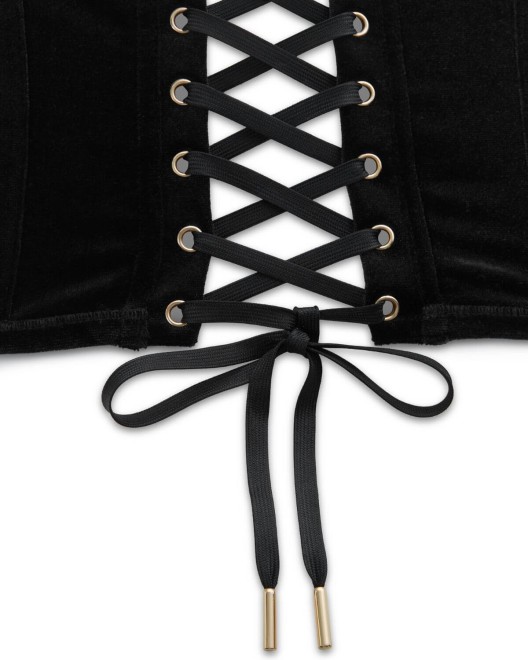 soutien-gorge bustier Rococo, noir, Maison Close, zoom laçets