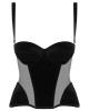 corset Rococo, velours noir, Maison Close, devant
