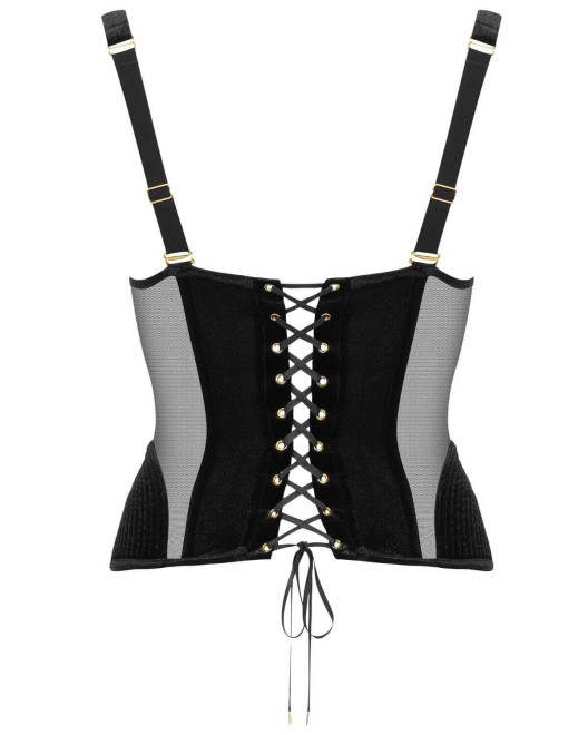 corset Rococo, velours noir, Maison Close, derrière