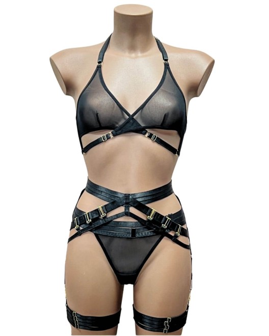 ensemble soutien-gorge porte-jarretelles et string, Paradise Boutik, devant