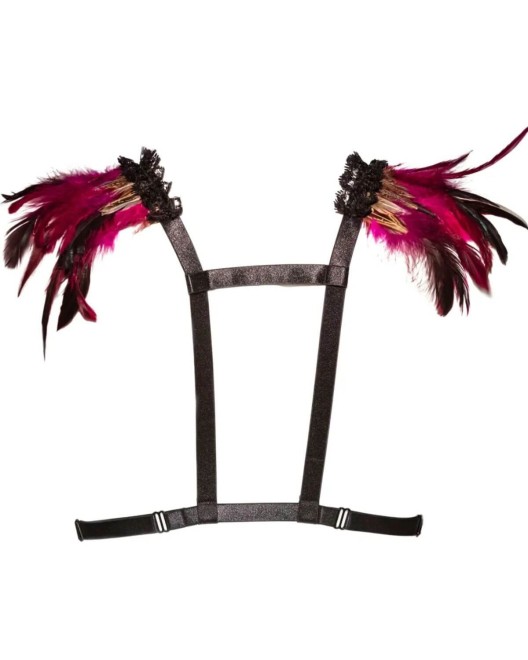 harnais plumes noir et rose, Paradise Boutik, dos