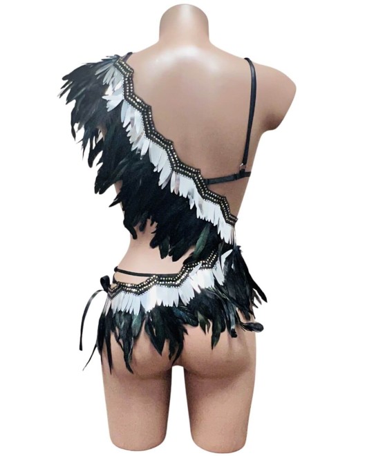 harnais sexy en plumes véritables, Paradise Boutik, dos