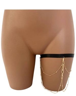 Jarretière bijou à chaînettes dorrées, Paradise Boutik, devant