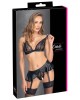 ensemble lingerie en simili cuir et dentelle, noir, Cottelli Collection, boîte