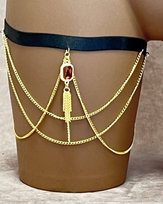 jarretière bijou chaînette, Paradise Boutik, zoom