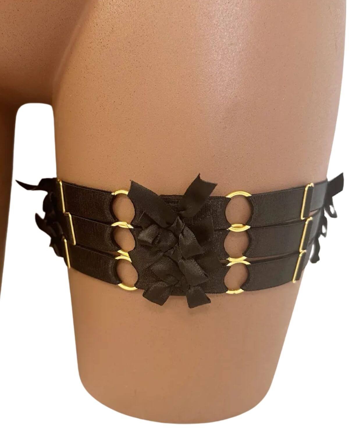 jarretière sexy élastique et noeuds satin, Paradise Boutik, devant