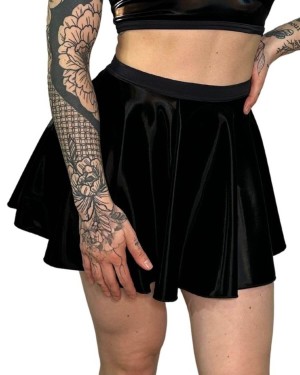 jupe courte évasée effet velours satiné, Paradise Boutik, zoom devant