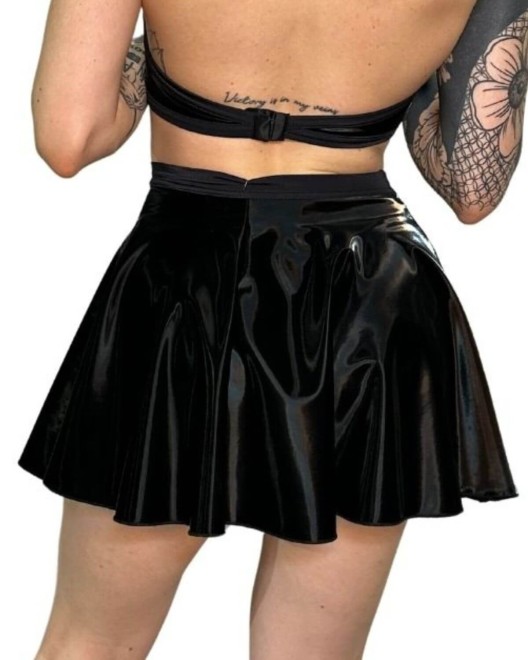 jupe courte évasée effet velours satiné, Paradise Boutik, zoom dos