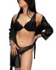 kimono manches longues en satin et dentelle, noir, Paradise Boutik, déshabillé