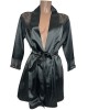 kimono manches longues en satin et dentelle, noir, Paradise Boutik, devant