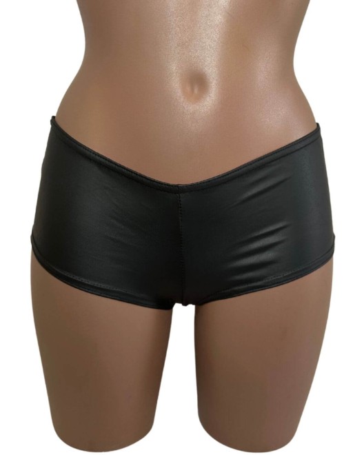 mini short en wetlook noir, Paradise Boutik, devant