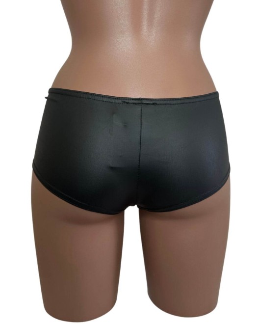 mini short en wetlook noir, Paradise Boutik, derrière